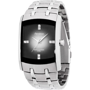 Armitron Men's Swarovski Crystal Accented Silver-Tone Gray Degrade Dial Dress Watch